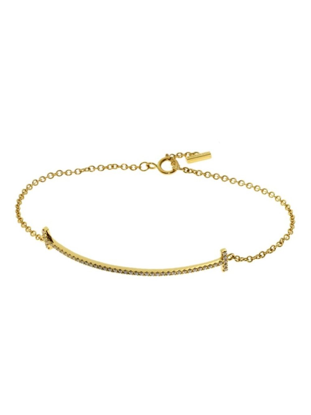 Tiffany & Co T Smile Small Diamond Bracelet 18k Yellow Gold